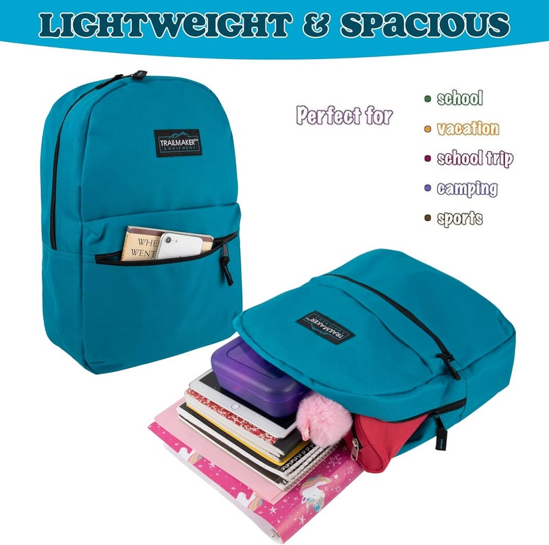 Trailmaker Classic 17 inch Backpacks with Adjustable Padded Straps | School Backpacks for Girls, Boys (Blue) - Image 3